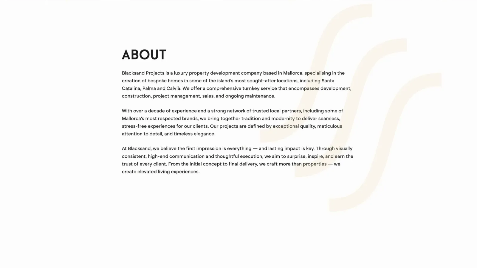 Website for luxury property development, view