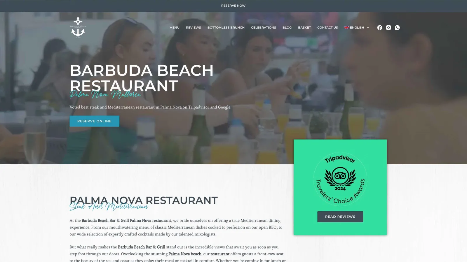 Barbuda Beach restaurant website