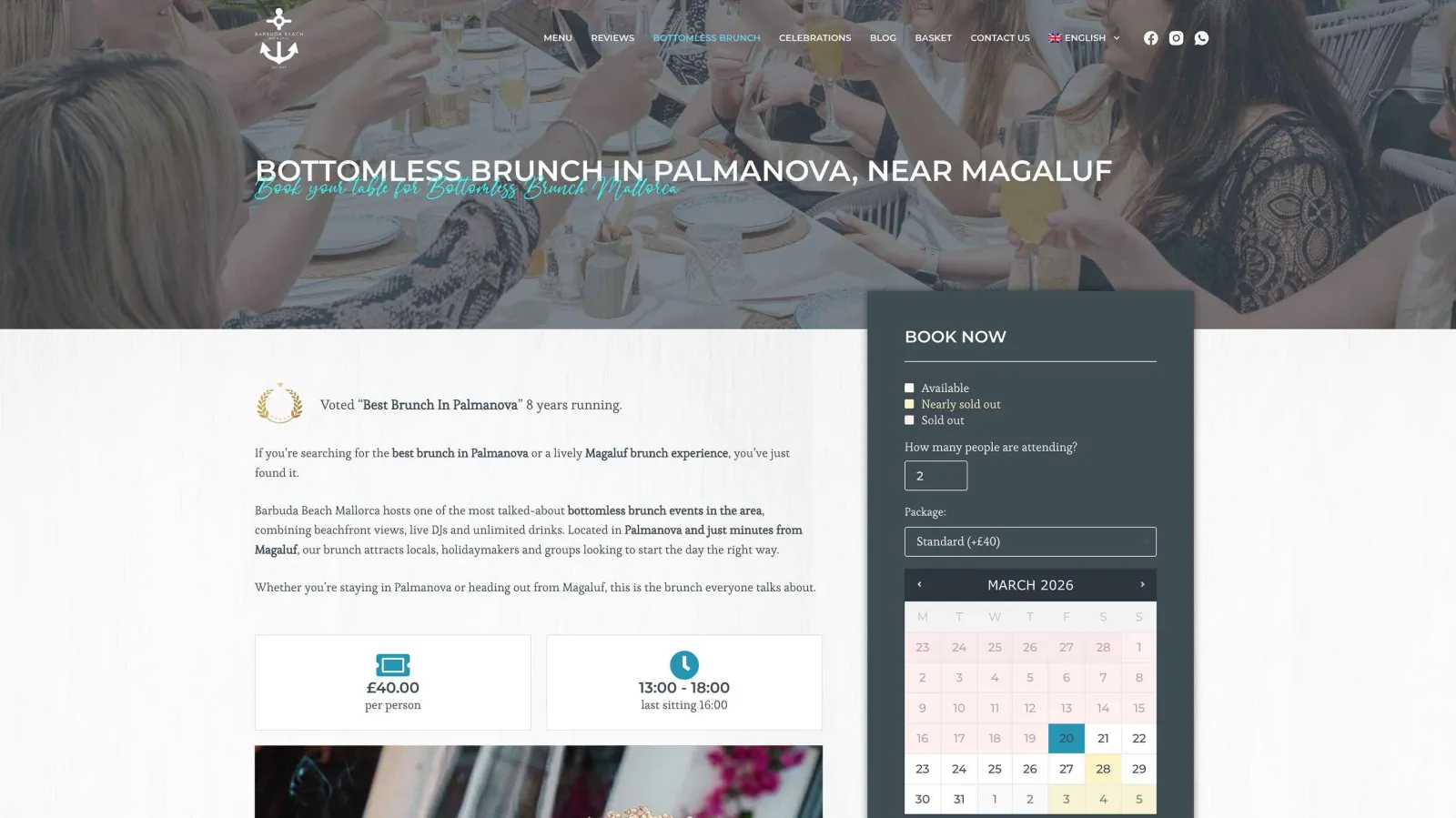 Restaurant website design and booking system, results