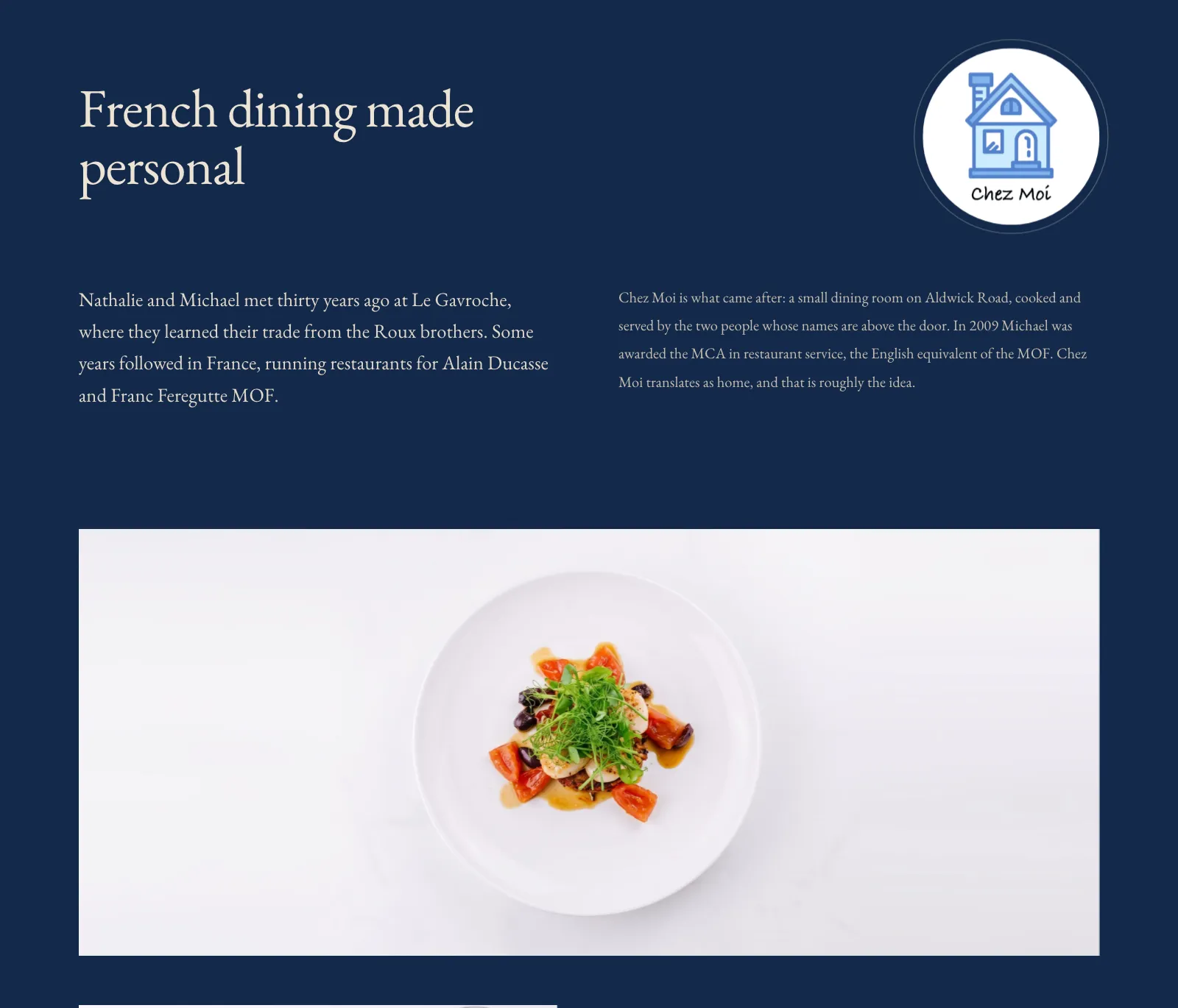 Chez Moi website, the story of Nathalie and Michael