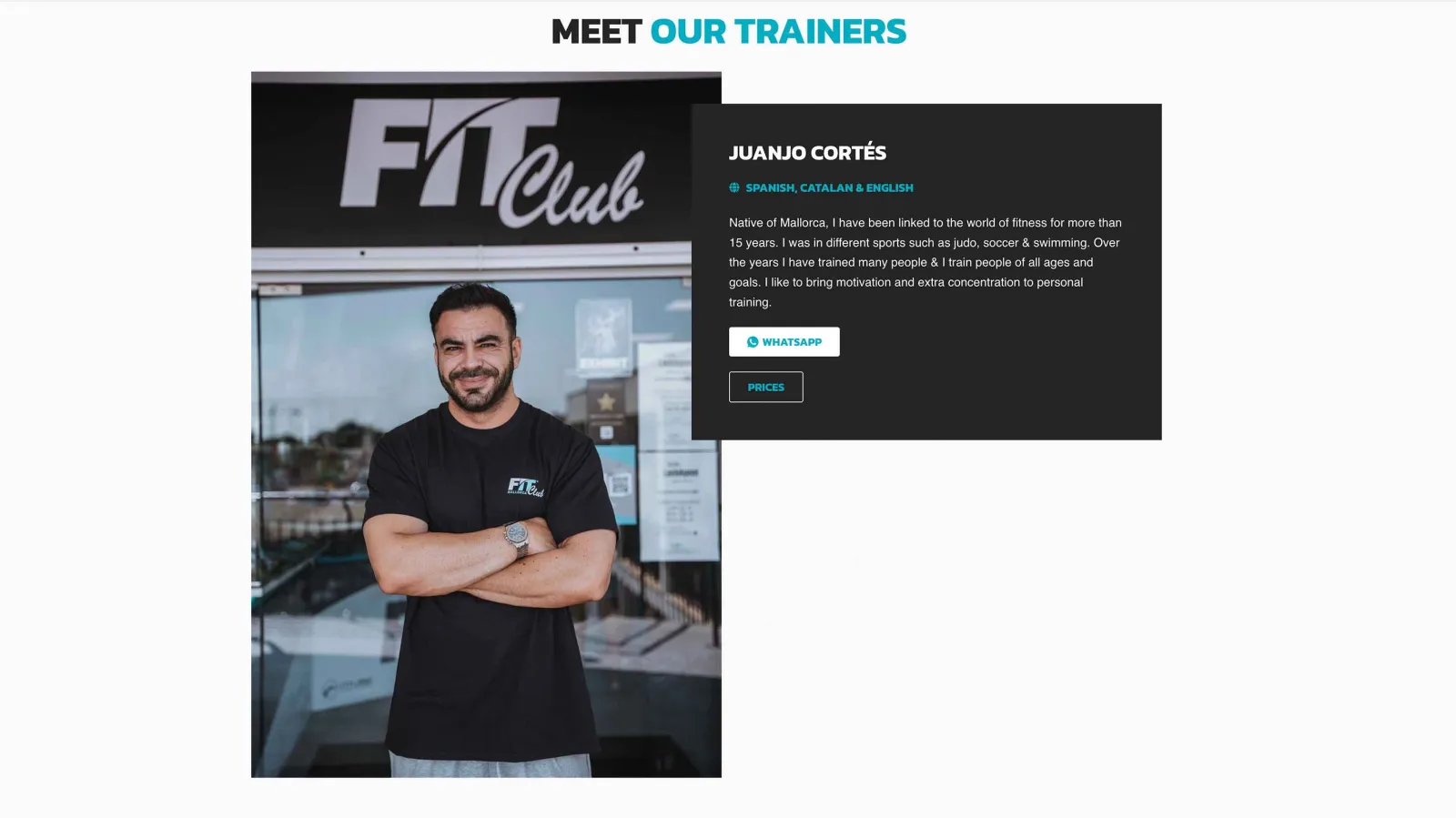 Website and SEO for Fit Club, view