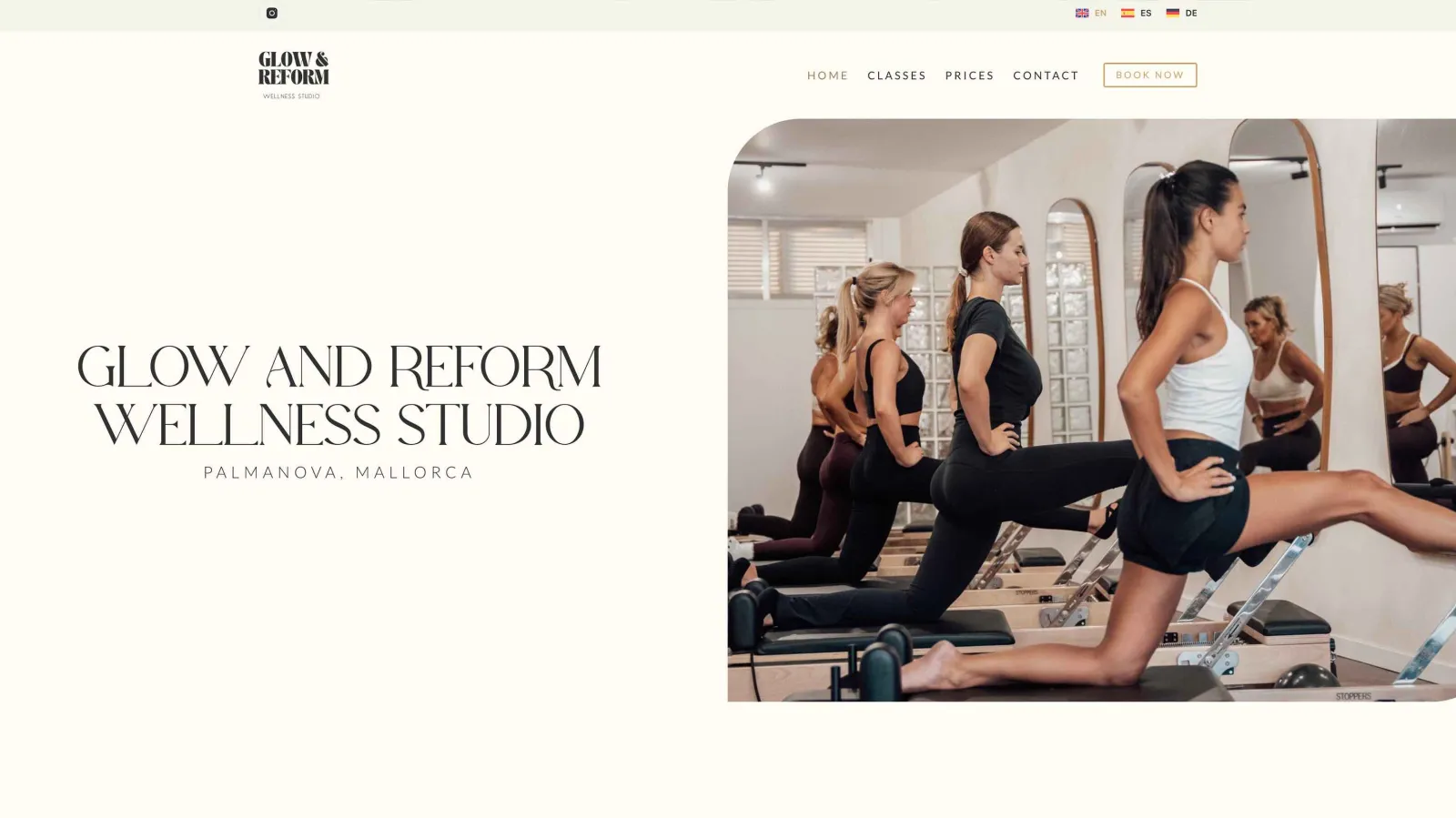 Website design for reformer pilates studio in Mallorca, interface