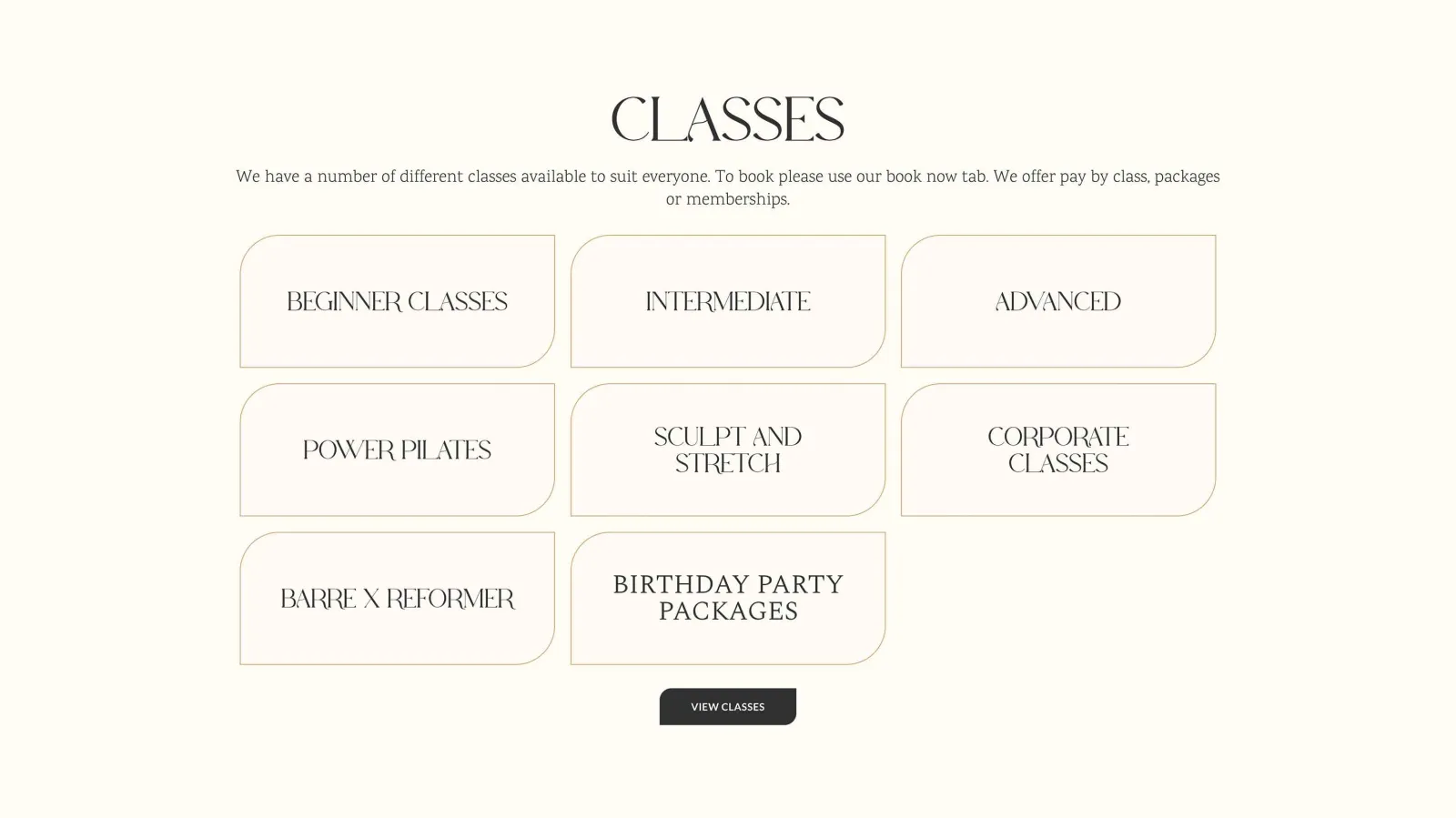 Website design for reformer pilates studio in Mallorca, view