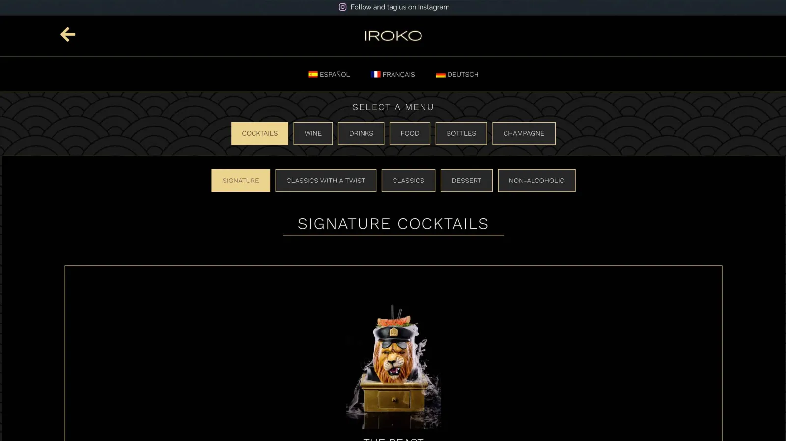 Iroko Mallorca multilingual digital menu