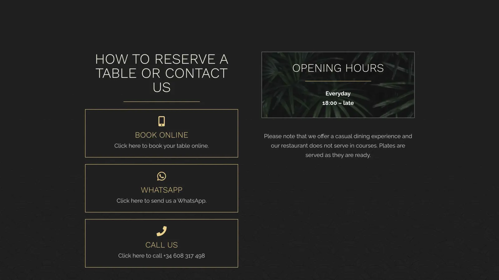Iroko Mallorca website what's on page