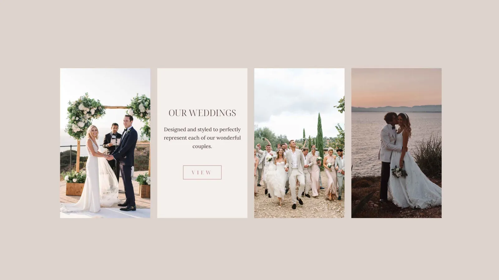 Website design for luxury wedding planner, result