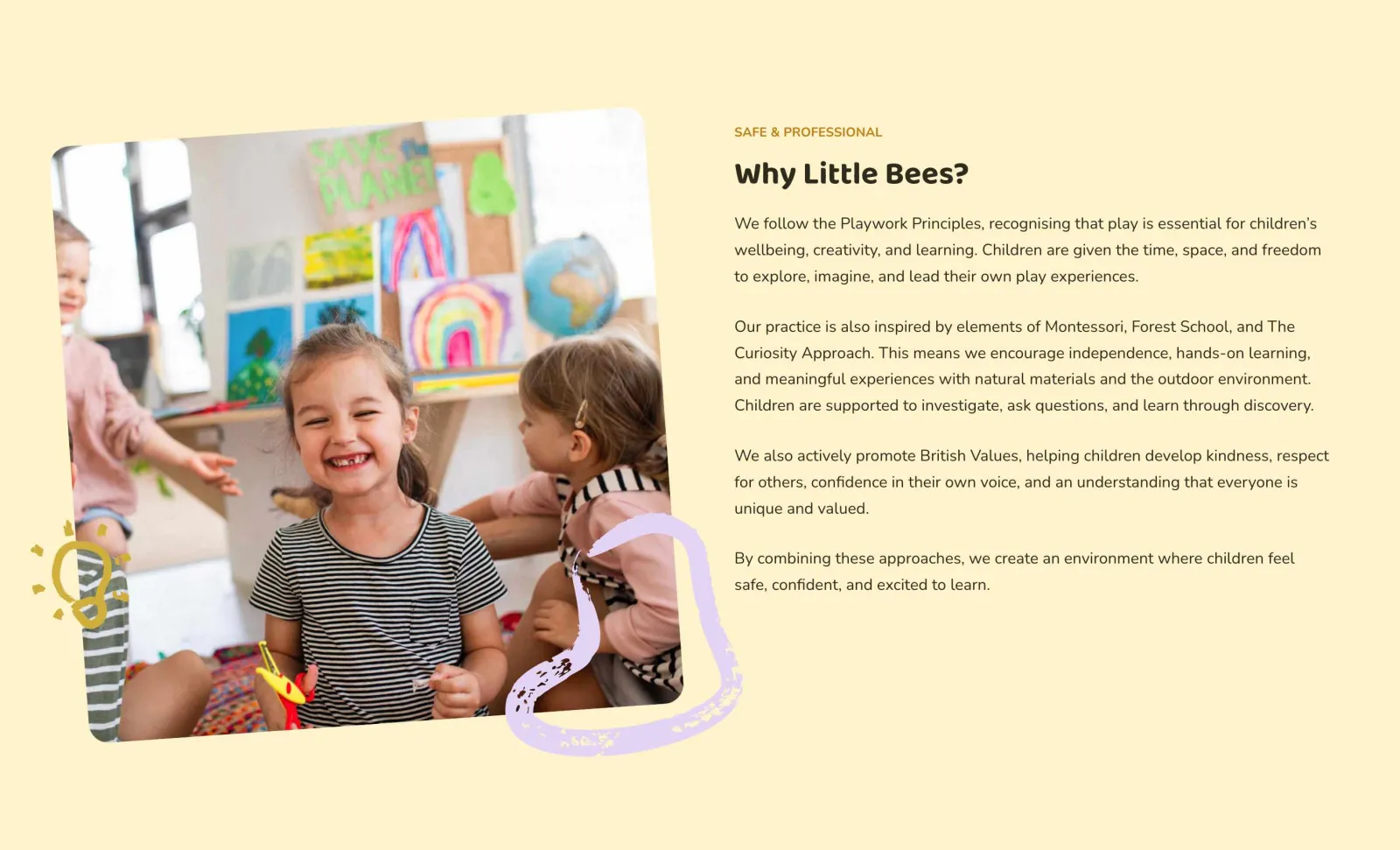 Little Bees Childcare website