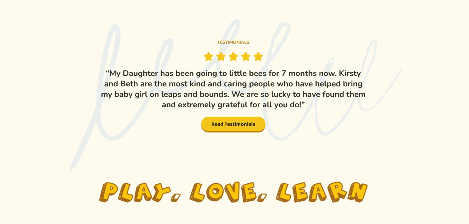 Little Bees Childcare website