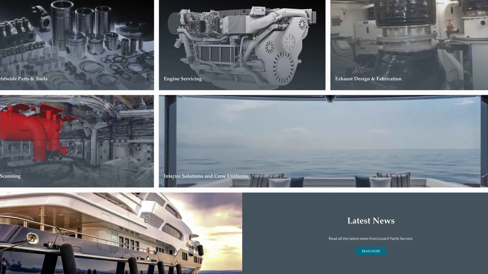 Lizard Yacht Service flipbook-style interactive brochure