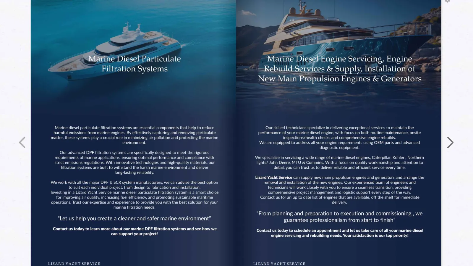 Lizard Yacht Service website shown on mobile devices