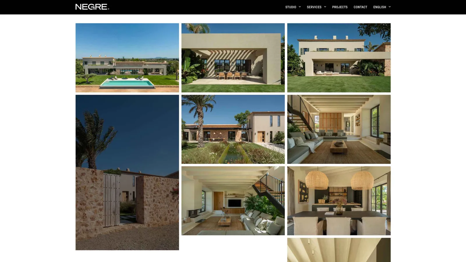 Website design for Nerge, portfolio view