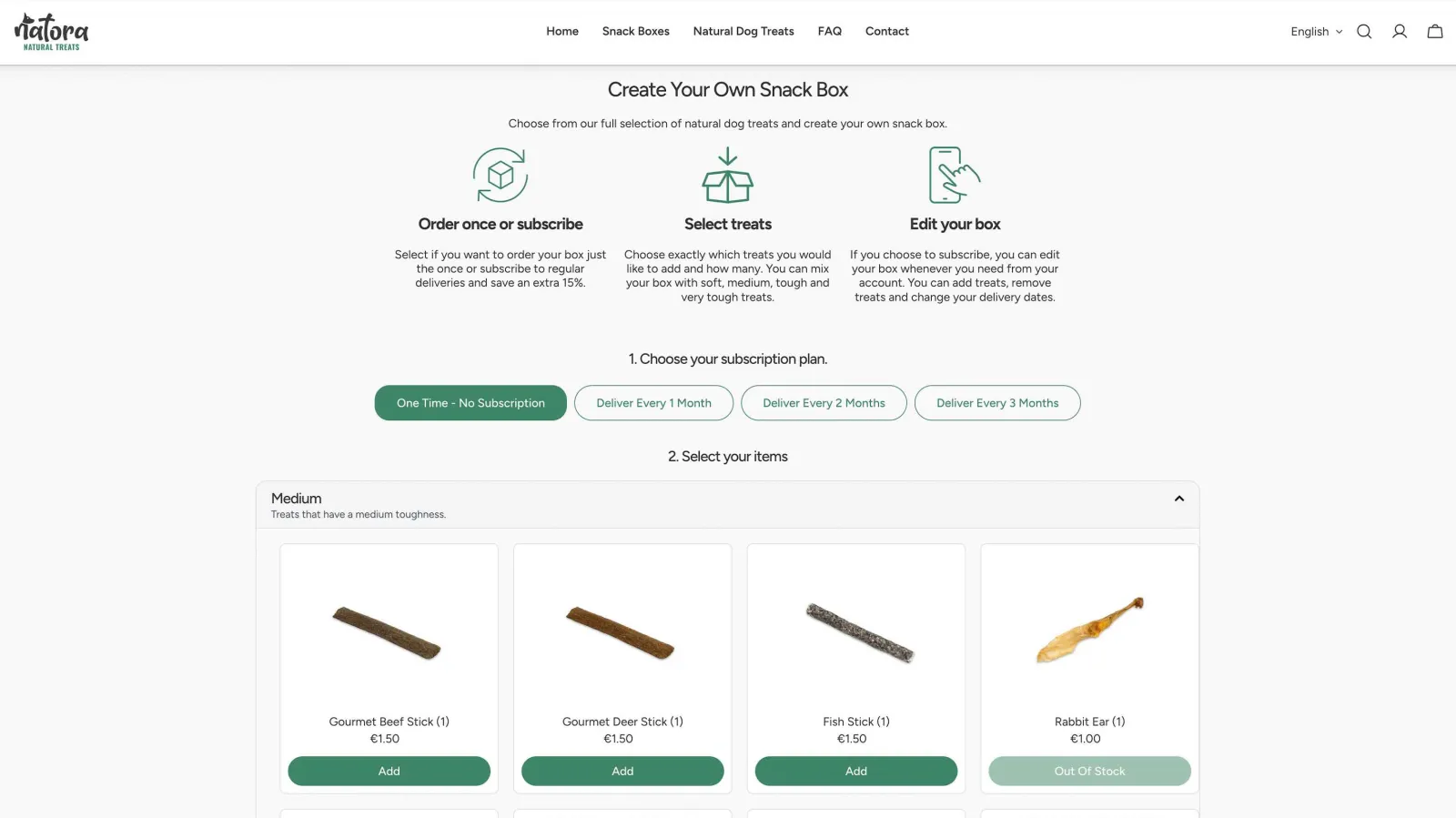 Ecommerce design for Natora, product page result