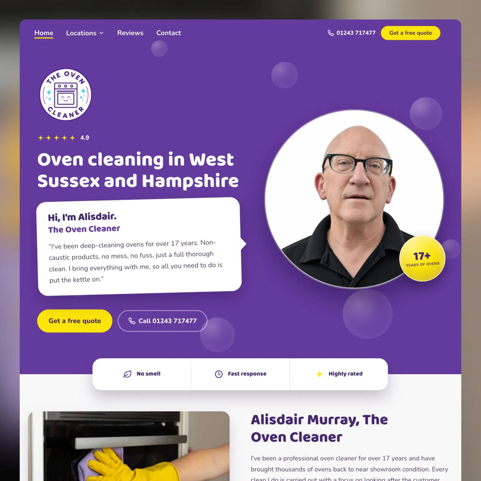 The Oven Cleaner website homepage