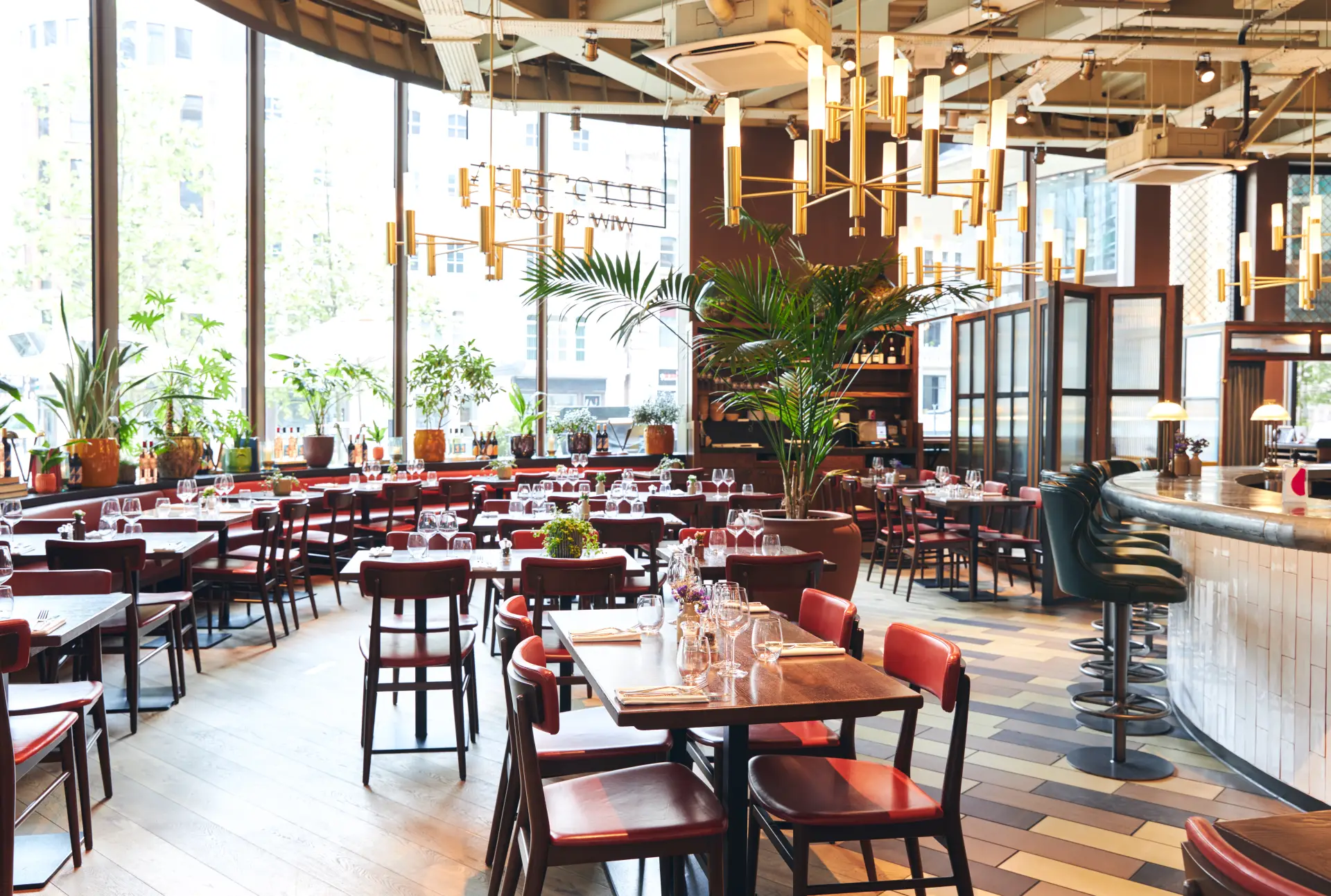 Interior of a stylish modern restaurant