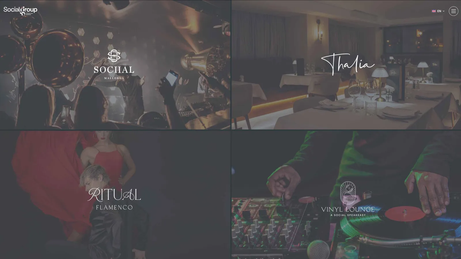 Corporate website for leading hospitality group in Palma, interface