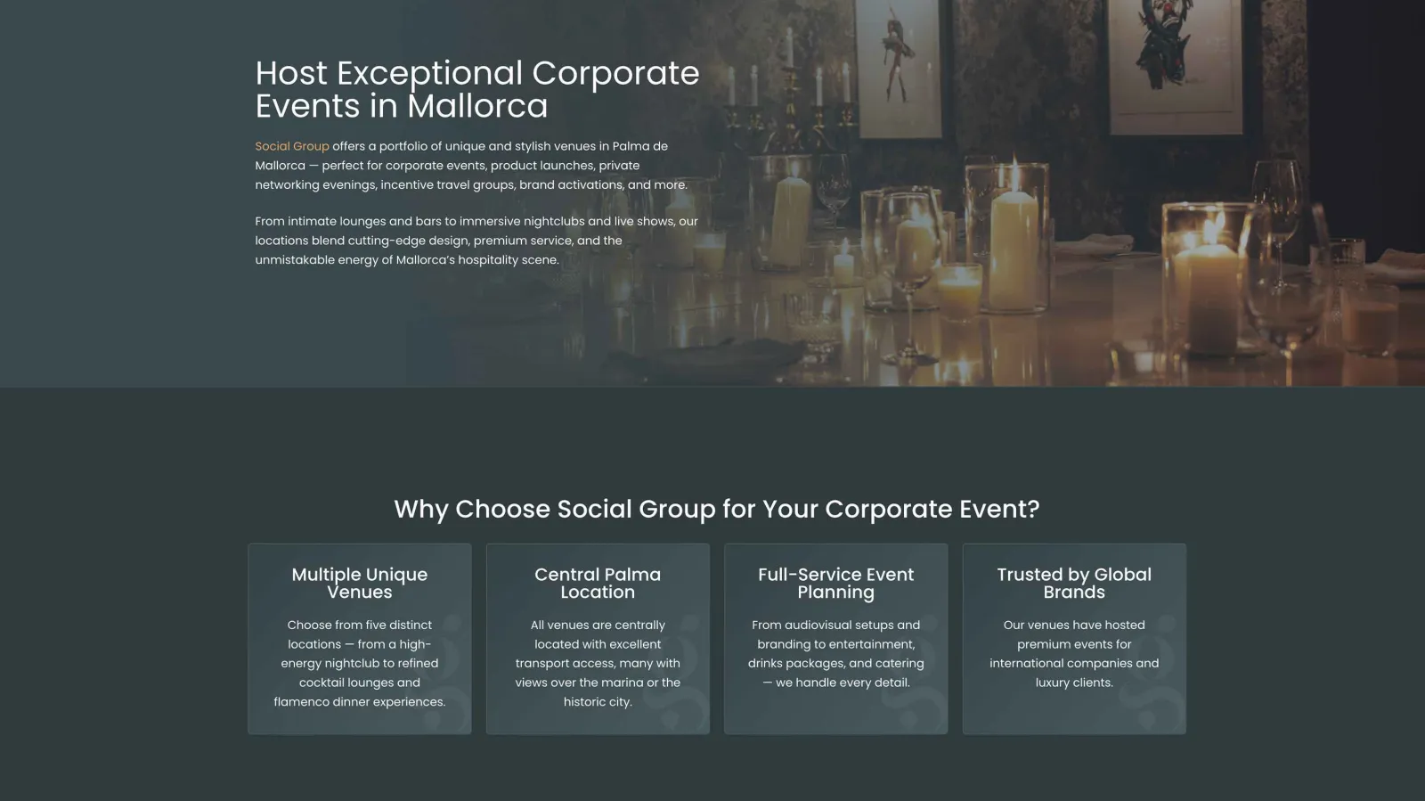 Corporate website for leading hospitality group in Palma, view