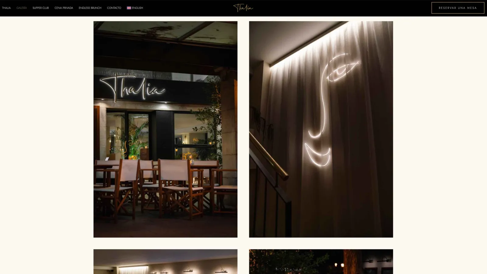 Thalia restaurant website detail, cocktails and ambience